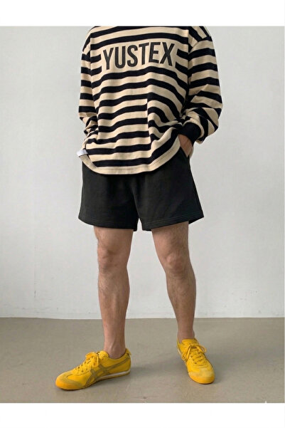 CANDERO Shorts - Men's Black Oversize Relaxed Fit High Waist Lace-Up Casual S...