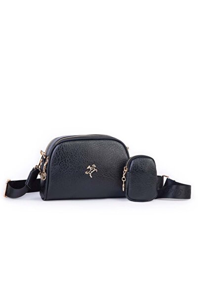 Nas Bag Kadın Mini Cüzdanlı Omuz ve Çapraz Çanta Siyah Victoria