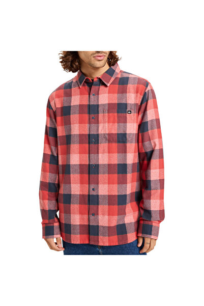 Quiksilver MOTHERFLY Καρό Πουκάμισο με Μακριά Μανίκια, Μεταλλικό Κόκκινο, Μέγ...