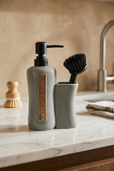 ACAR Dozator de săpun lichid Vilya cu recipient pentru perii, gri - 400 ml