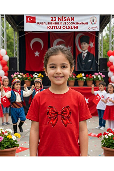 LORVEX Μπλουζάκι με θέμα την 23η Απριλίου με εκτύπωση κόκκινης κορδέλας για π...