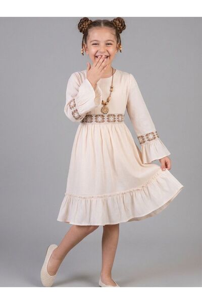 Cherrys Bebek Παιδικό φόρεμα με κολιέ και ρίγες