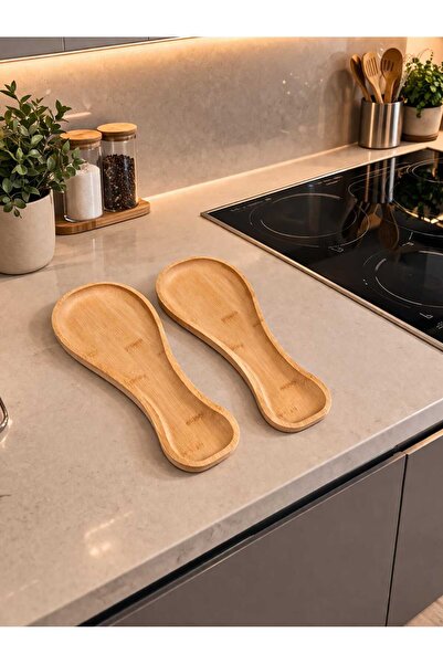 umut züccaciye Countertop Bamboo Dirty Spoon Holder 2 Pieces