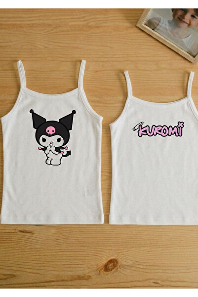 texila Girl's 2-Piece 100% Cotton Undershirt with Rope Straps and Kuromi Print