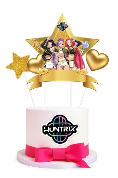 parti show K-POP Huntrix zlatni set ukrasa za tortu od 4 komada