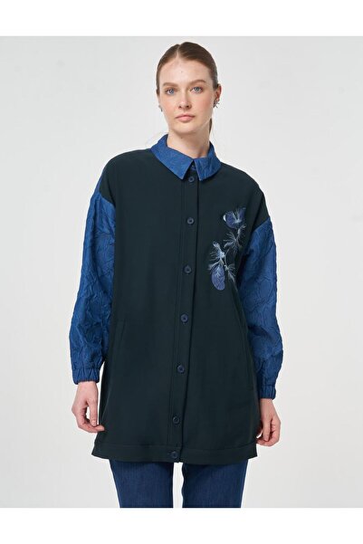 Kayra Embroidered Appliqué Jacket Dark Navy Blue