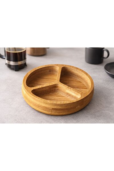 CİHO Bambu 3 Bölmeli Kuruyemişlik Çerezlik Sunum Tahtası 15 cm