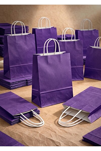 Atölye Kraft Mor Renk Kraft Çanta 25x12x31 cm 25 Adet