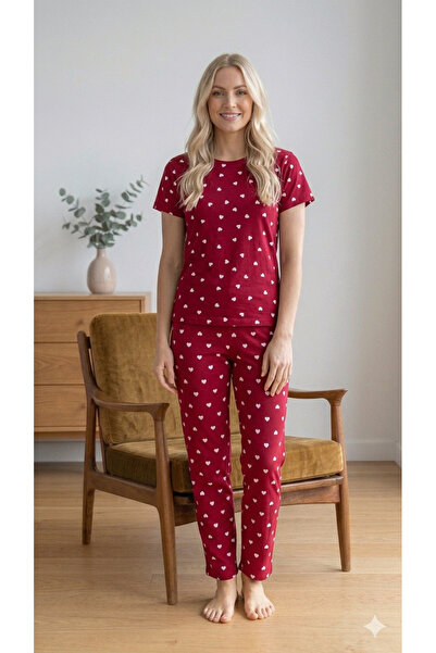 LXL ΓΥΝΑΙΚΕΙΟ ΣΕΤ ΠΙΤΖΑΜΑΣ ΜΕ ΣΧΕΔΙΟ ΚΑΡΔΙΑΣ ΚΟΚΚΙΝΟ