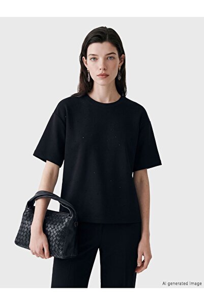 LC Waikiki Γυναικείο μπλουζάκι LCW Comfort Crew Neck με στρας