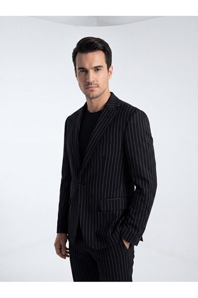 Bonesti Jachetă blazer slim fit pentru bărbați, cu dungi negre