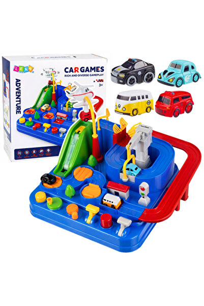 LeanToys Traseu interactiv cu obstacole pentru 4 mașini