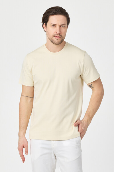 Frappoli 2857 Massimo Ανδρικό Μπλουζάκι Εκρού από 100% Βαμβάκι Supima, Εύκαμπ...