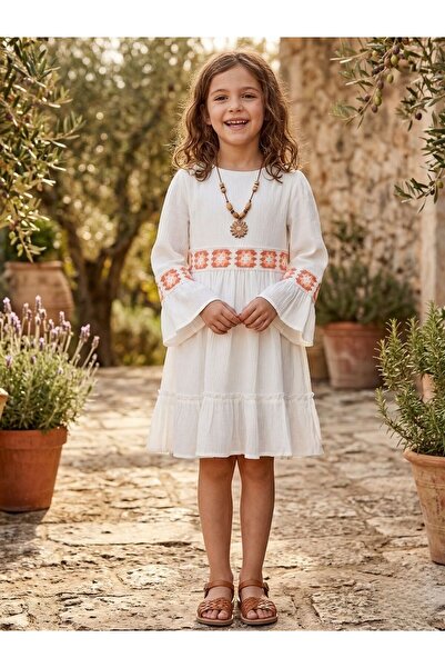 Cherrys Bebek Παιδικό φόρεμα με κολιέ και ρίγες