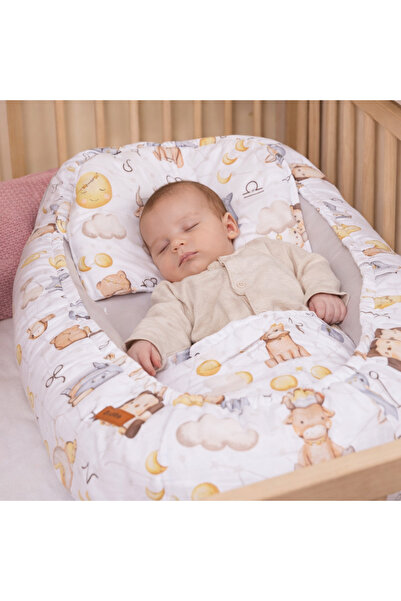 Sensillo Φωλιά μωρού από γκρι μουσλίνα Zodiac 80x45 + μαξιλάρι