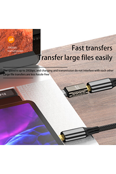 LivX 100W USB-C 90 Derece L Tipi Adaptör - 20Gbps Veri Aktarımı, 8K Ultra HD Dönüştürücü OTGA