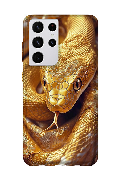 Samsung Galaxy S21 Ultra Uyumlu Baskılı Şeffaf Telefon Kılıfı | Koleksiyon: Aesthetic Snake