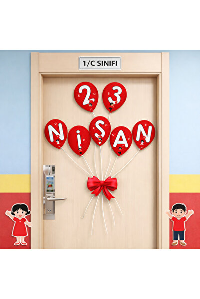 bakgelal 23 Nisan Kapı Süsü Balon Görünümlü – 23 NİSAN Yazılı Sınıf Kapı Deko...