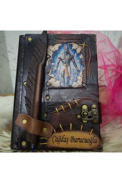 Legend Deri MISIR TANRISI ANUBİS EL Yapımı Hakiki Deri Şamua Kağıt Eskitme He...