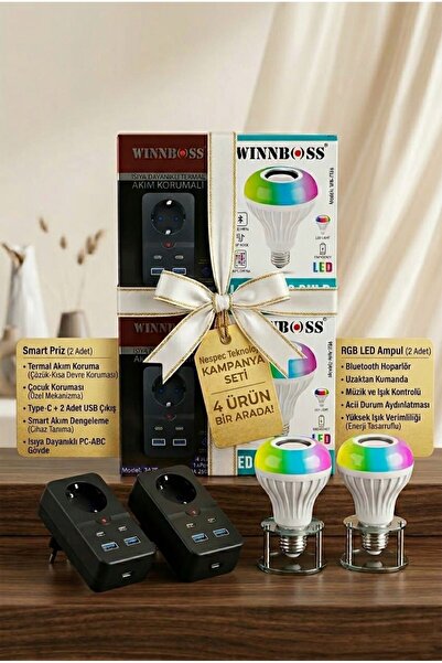 WINNBOSS Evini Akıllandır! 2'li USB/Type-C Girişli Akıllı Priz & 2'li Kumanda...
