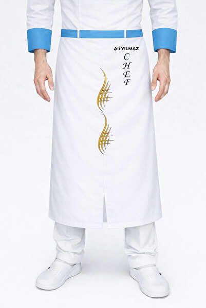 Üniformanya Ποδιά Μάγειρα με Όνομα και Δώρο, Ποδιά Σεφ που δένει στη μέση, Πο...