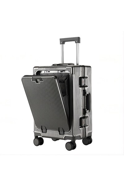 GIMASE Troller Gri, GIMASE, compartiment laptop, carcasa rigida, 4 roti duble...