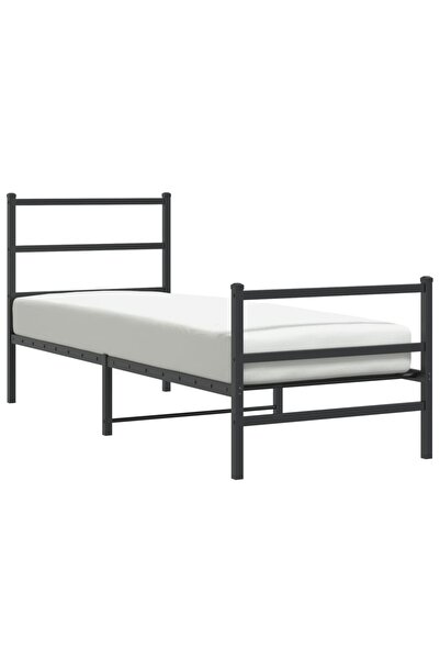 vidaxl Cadru pat metalic cu tăblii de cap/picioare negru, 80x200 cm