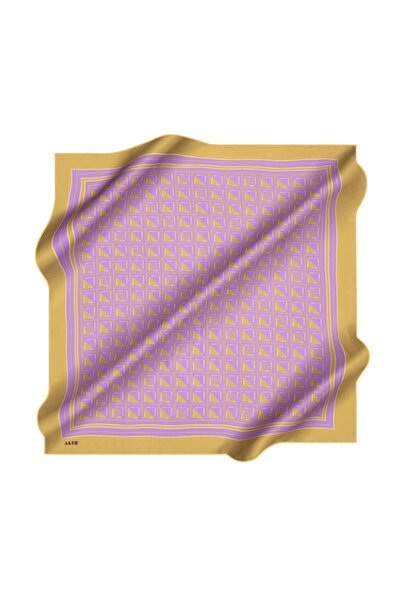 Aker Μεταξωτό Φουλάρι - 8968701-351 Λιλά Λαδί Πράσινο Σούρα