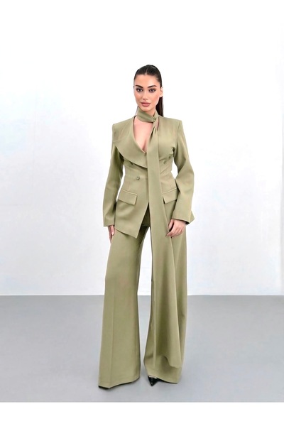 ossons Σετ Μπουφάν με Διπλό Κουμπωτό Κούμπωμα στο Λαιμό, Premium Ανοιχτό Χακί