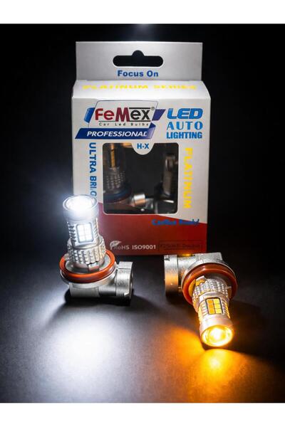 FEMEX H8/11 Sis Led Ampul Çift Renk 3030 Chipset 30smd Mercekli Led Double Aç...