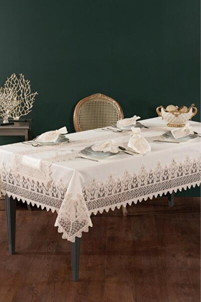 Çeyiz Diyarı Σετ τραπεζομάντηλα Tual 26 τεμαχίων εκρού