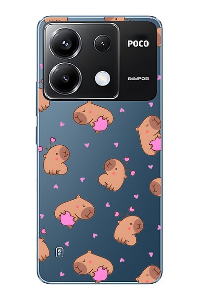 FLAMENKO حافظة هاتف شفافة بنمط كابيبارا لطيف متوافقة مع Poco X6 Pro