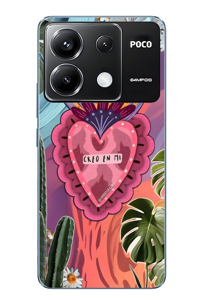 FLAMENKO حافظة هاتف شفافة متوافقة مع Poco X6 Pro بنمط قلب وزهور ملونة