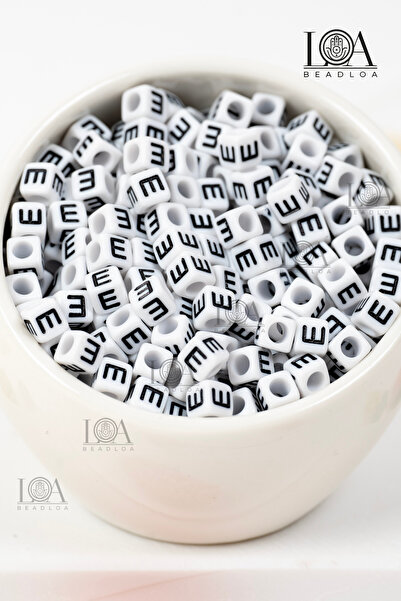 LANDOFACCESSORY 6X6 mm Single Letter - E - Plastic Square Cube Letter Beads A...
