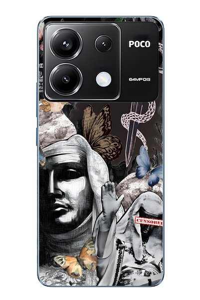 FLAMENKO حافظة هاتف شفافة بنمط الفراشة القوطية متوافقة مع Poco X6 Pro