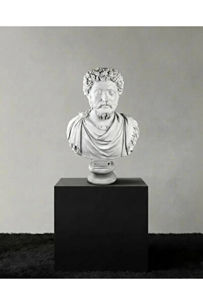 LAMAZİF Antik Roma İmparatoru Marcus Aurelius Büst Heykeli – Dekoratif Polyes...