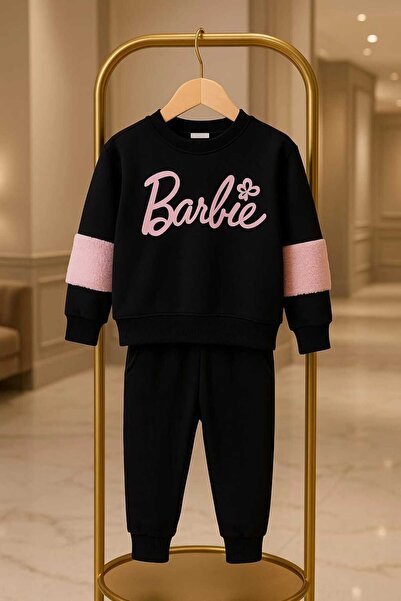 Mireya Kids Plush Detailed Barbie Printed Girls' Tracksuit Set