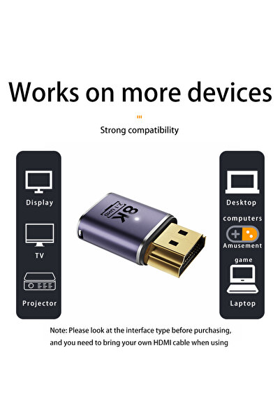 LivX 8K HDMI Adaptör – UHD 8K@60Hz Görüntü Aktarımı, Altın Kaplama Uç Alüminyum Gövde OTGD