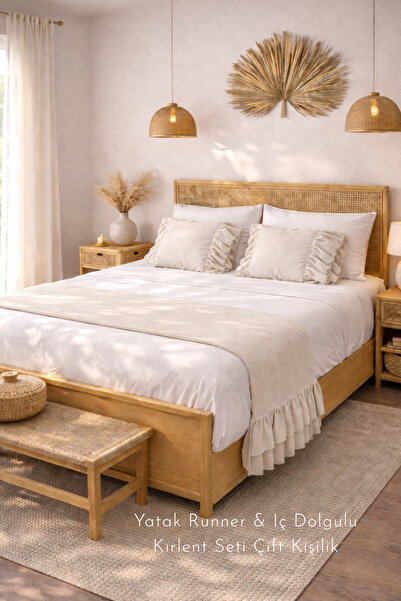 perde plus Σετ κρεβατιού & εσωτερικής επένδυσης με βολάν, κρέμα διπλού μεγέθο...