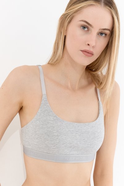Naphor Touch Gray Strap Detailed Bralet Bra