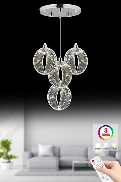 Luxira Aydınlatma Osya 4'lü Gümüş Kumandalı 3 Renk Modern Lux Ledli Lüx Led A...