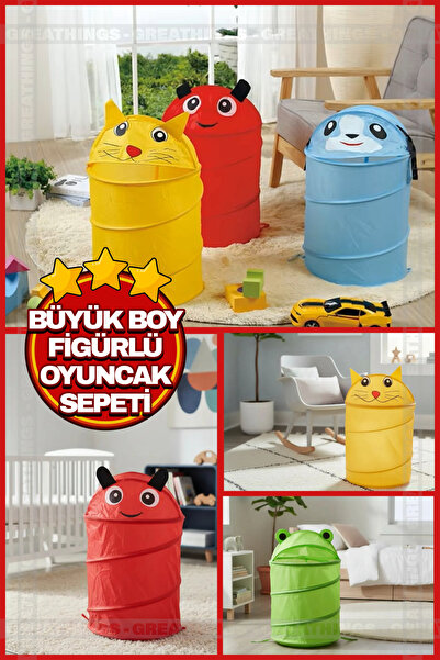 Greathings 34*34*55 cm Katlanabilir Büyük Sevimli Çocuk Oyuncak Ve Çamaşır Se...