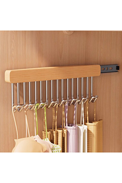 Destello ®   Ανασυρόμενη κρεμάστρα αριστερής πλευράς με 8 γάντζους, ξύλο και ...