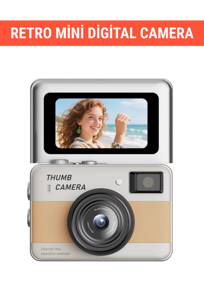 WUNİT Mini Dijital Kamera Retro Ekranlı 1080 P HD 1,47 Inç Döndürülebilir Ekr...