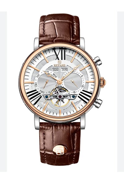 Reward RD333375M Otomatik Erkek Kol Saati – Rose Gold Kasa & Kahverengi Kordo...