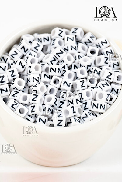 LANDOFACCESSORY 6X6 mm Single Letter - Z - Plastic Square Cube Letter Beads A...