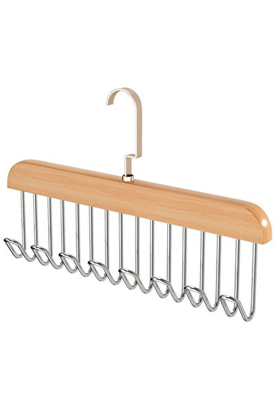 Destello ®   Οργανωτής με 8 γάντζους, Ξύλο και μέταλλο, ασημί, 28 x 19 εκ.