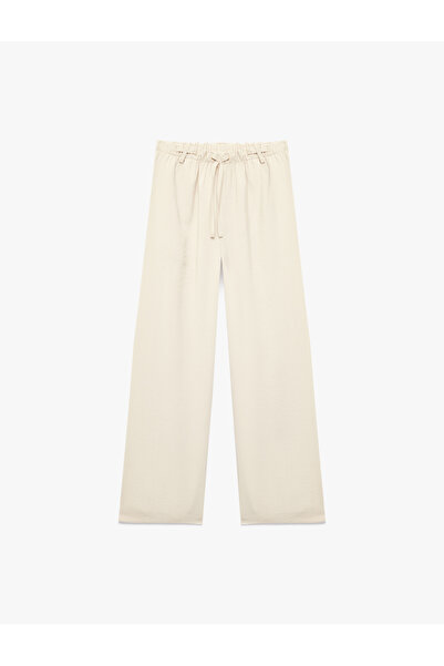 Koton Παντελόνι με φαρδιά μπατζάκια από μείγμα βισκόζης, με κορδόνια στη μέση...