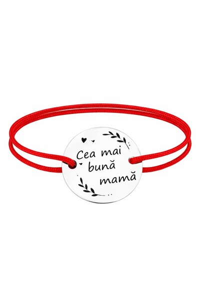 Flippy Martisor Bracelet, Jolie Silver, Model Best Mom, 925 Silver, Textile C...