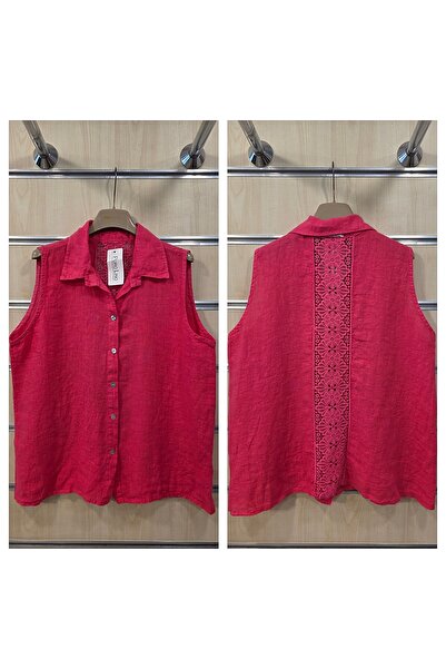 Park Moda Ιταλικό Αμάνικο Λινό Πουκάμισο με Δαντέλα στην Πλάτη